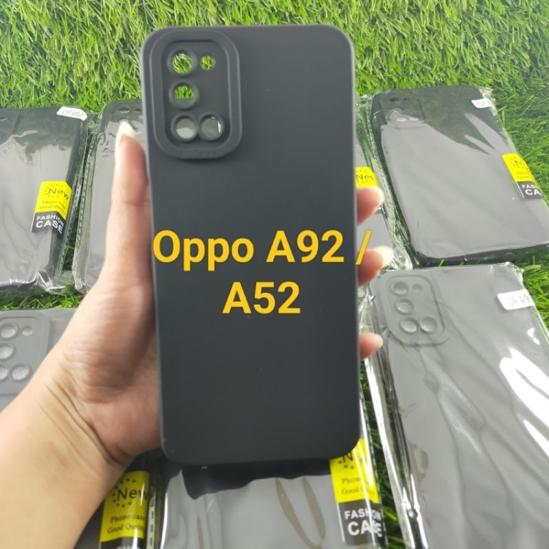 Softcase Black Matte Case Oppo A92, Oppo A52, Oppo A72 Silicone Case Pro Camera Plain Black