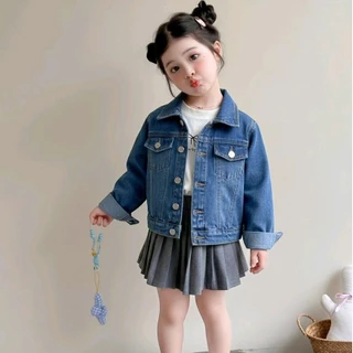 Pinkแจ็คเก็ตยีนส์เด็กแขนยาว ผ้ายีนส์แท้ ใส่สบาย เด็กหญิงเด็กชายใส่ได้