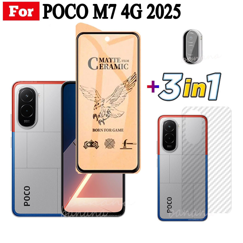 3 IN 1 POCO M7 4G เซรามิคกระจกนิรภัยสําหรับ Xiaomi POCO F7 C85 C75 เลนส์กล้องป้องกันหน้าจอและฟิล์มด้านหลัง