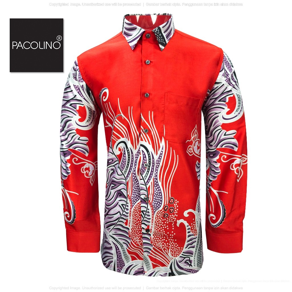 Pacolino ชุดบัติกแขนยาวสีแดงสำหรับผู้ชาย รหัส 222-BK0089-D