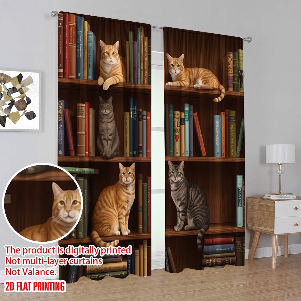 แนะนำ ผ้าม่าน 2ชิ้น2ง แบนพิมพ์ผ้าม่านหน้าต่างแมวชั้นวางหนังสือโคซี่สีส้มลายโพลีเอสเตอร์โดยไม่ต้องไฟฟ้าเทศกาลวันหยุดสําหรับวันหยุดฤดูใบไม ราคาพิเศษ มีเก็บเงินปลายทาง