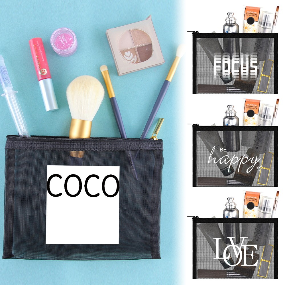 Women Cosmetic Makeup Bag Zip Coin Purse Wallet Travel Pouch Beg Mesh Zipper Bag Zipper File Organiz