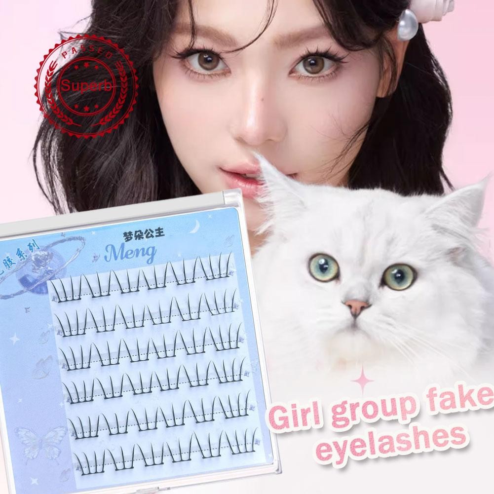 DORAME กาวฟรีขนตาปลอมสาว Group Cat Claw Eyelash Eyelash Cluster จําลองเดี่ยว O5g9