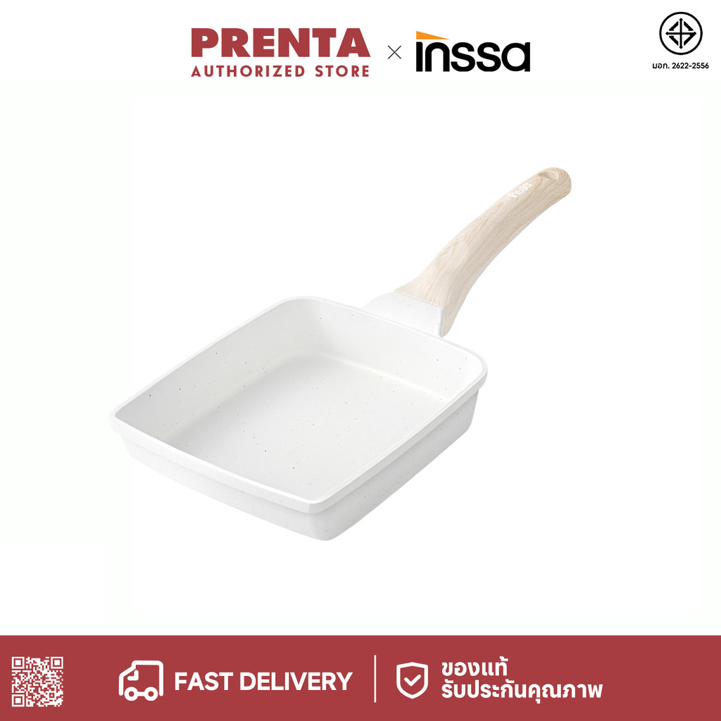 Prenta x INSSA กระทะอาหารเช้า กระทะอะลูมิเนียมหล่อไม่ติด กระทะทามาโกะยากิ เบคอน สเต็ก ทอด GUOJ037
