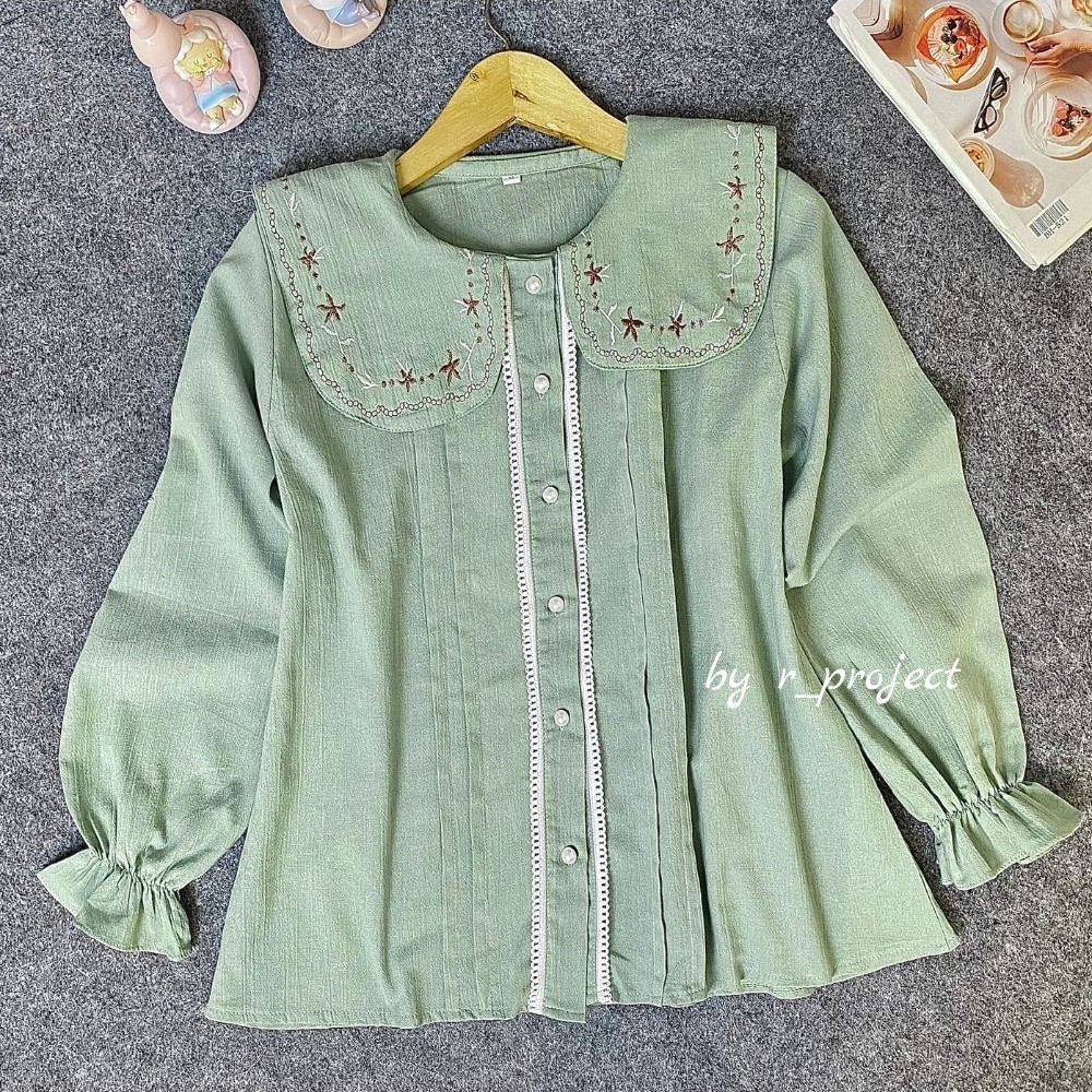 _%_ PREMIUM LINEN CRINKLE | 5L XXXL XXL XL LMS | เสื้อปักลายจัมโบ้ | EVALINA EMBROIDERY โดย R_PROJEC