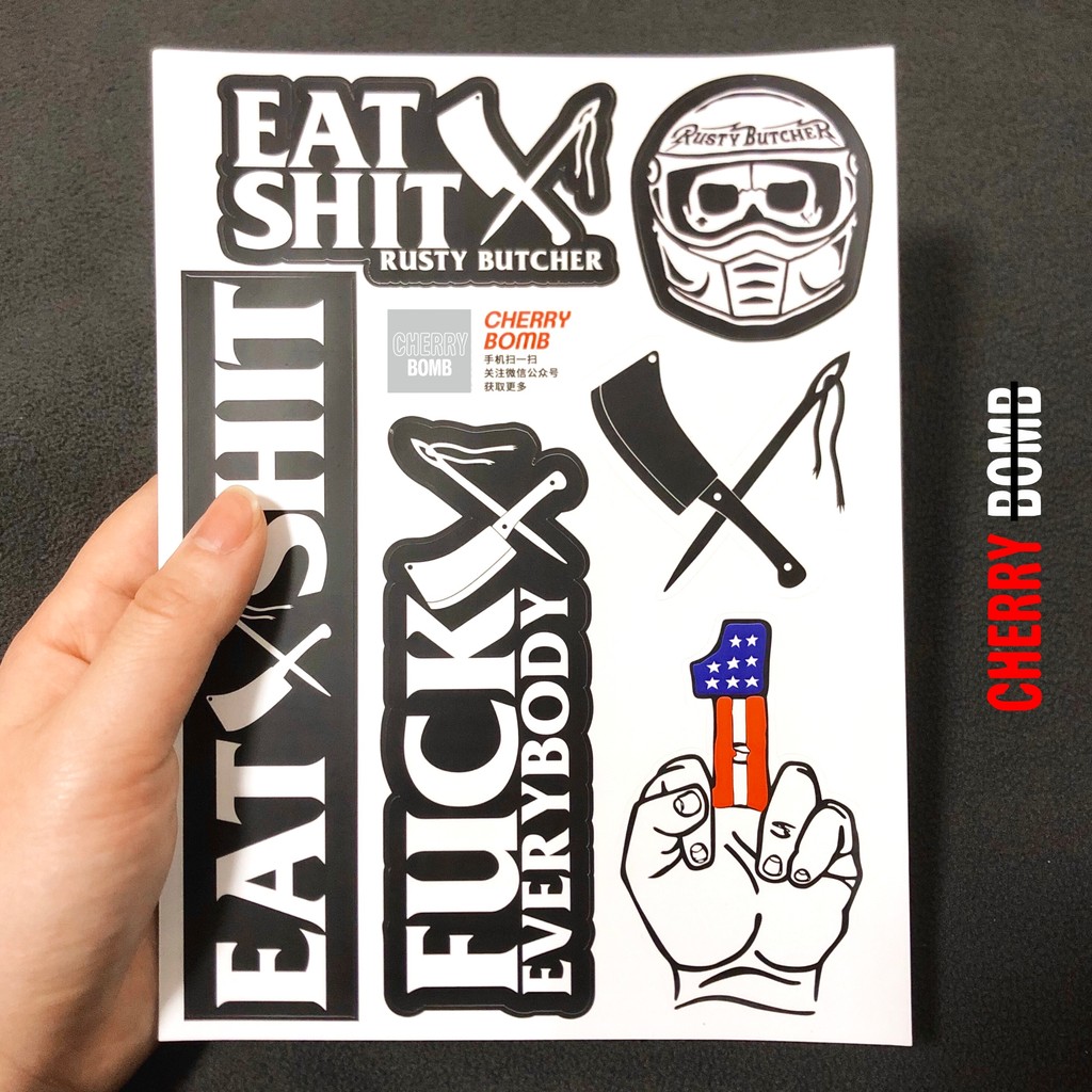 CHERRY Axing โฮมเมด RUSTY BUCHER RUSTY BUCHER สติ๊กเกอร์หัวรถจักร Harley