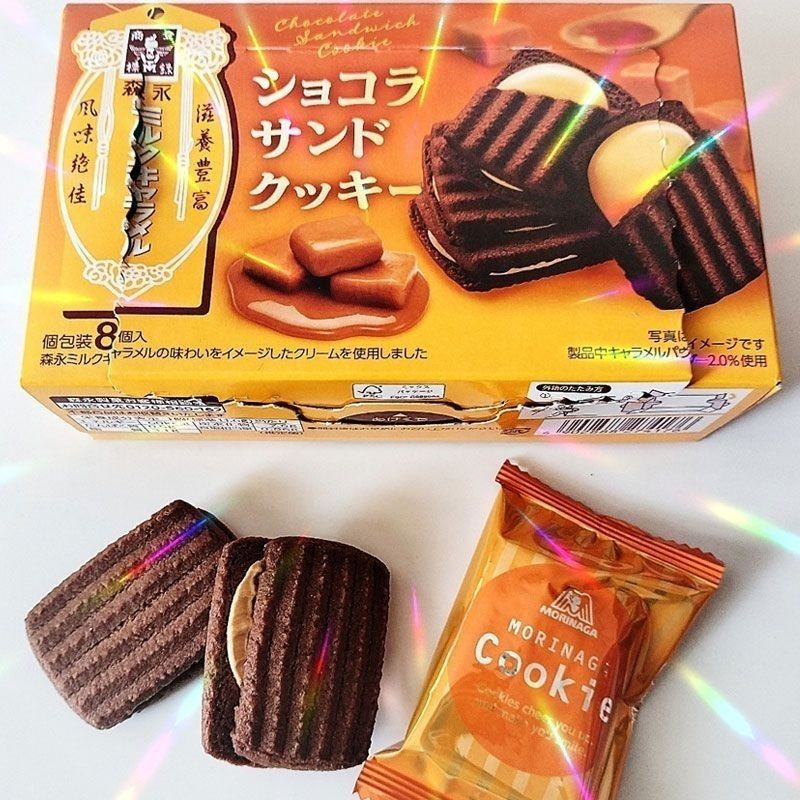 นําเข้า Morinaga Morinaga Caramel Flavour Chocolate Coated Sandwich Biscuits 100% Y250915