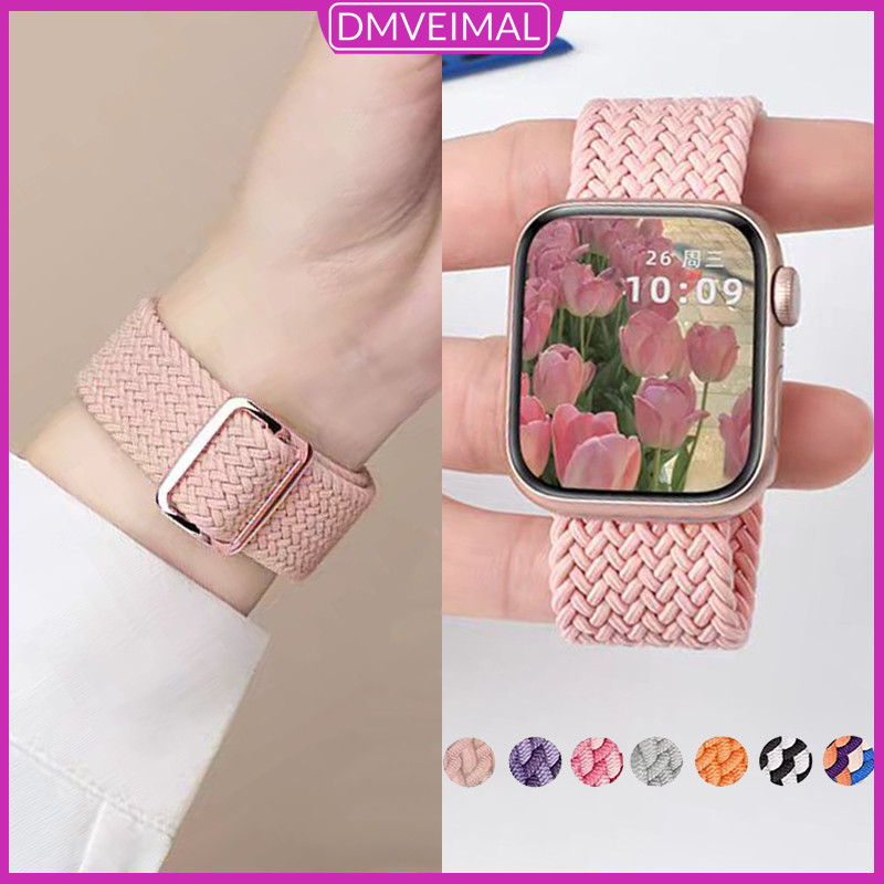 สายนาฬิกานิลอนถักนิ่มปรับได้ for Iwatch Apple Watch Ultra 3 2 49มม. Series 10 9 8 7 6 SE 3 2 44mm 40 46 42 45 41 38มม.