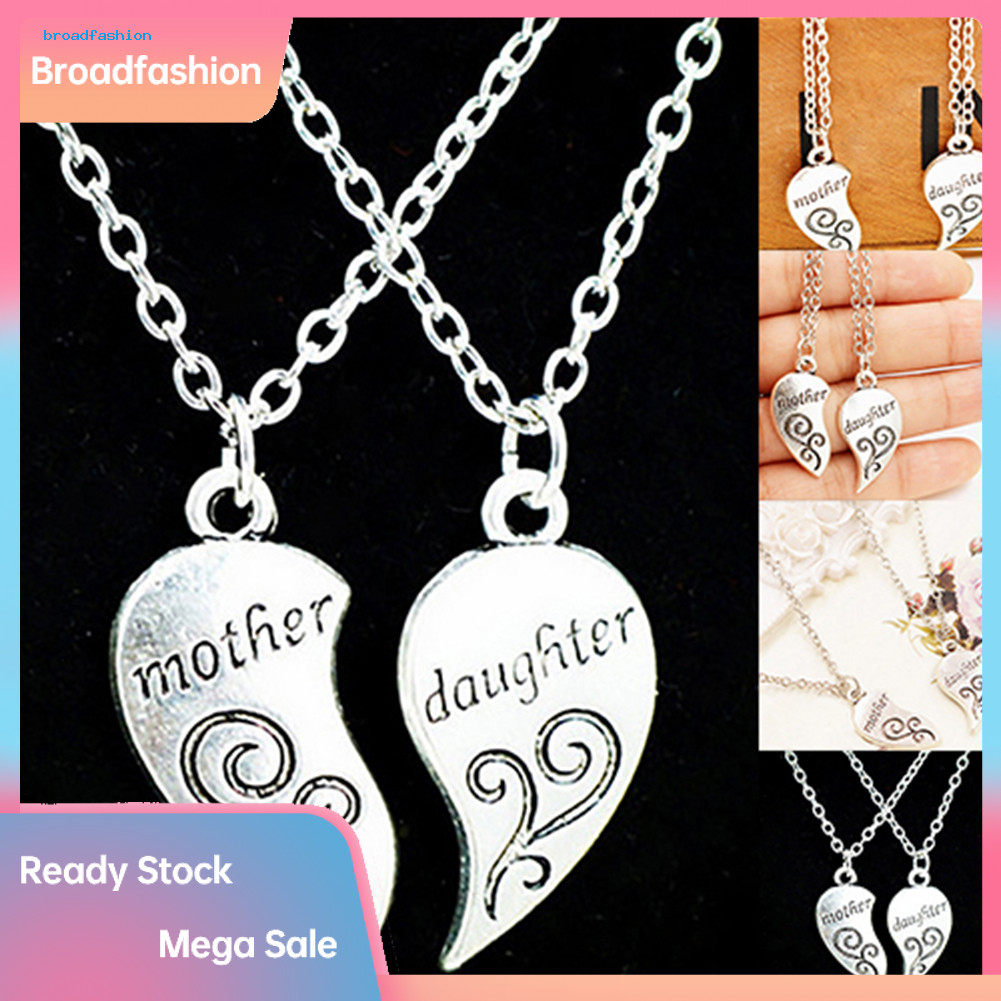 [br] 2ชิ้น/เซ็ตแฟชั่นแม่ลูกสาวดอกไม้แกะสลักหัวใจรักจี้สร้อยคอ