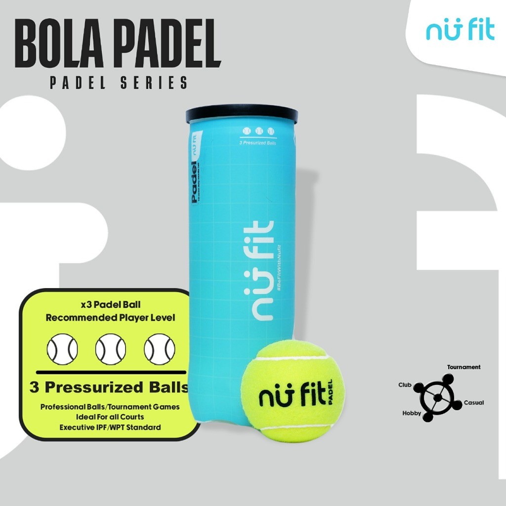 Nu Fit - Padel Balls - Padel Balls Contents 3 - Pressure Padel Ball - Padel Ball Pro - Padel Ball