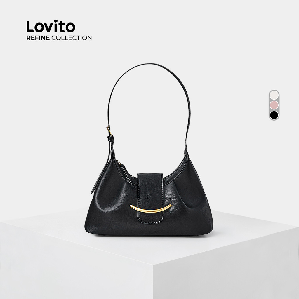 (Lovito Refine) กระเป๋าไหล่ขนาดเล็กสำหรับผู้หญิง ทำจากหนังคุณภาพสูง สไตล์casual LR16E259