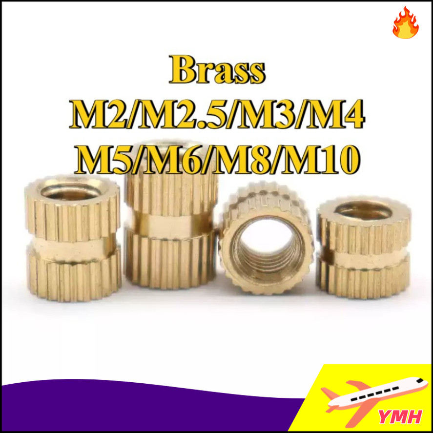 [การจัดส่งพร้อมท์]Injection Molded Copper Nut Double Pass Copper Insert Knurled Insert Copper Flower