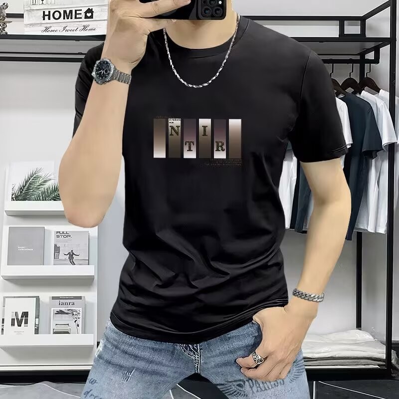 Casual ฤดูร้อนครึ่งแขนคุณภาพเสื้อยืดอินเทรนด์พิมพ์ผู้ชายรอบคอแขนสั้น All-Match แฟชั่น Tnew232025เสื้