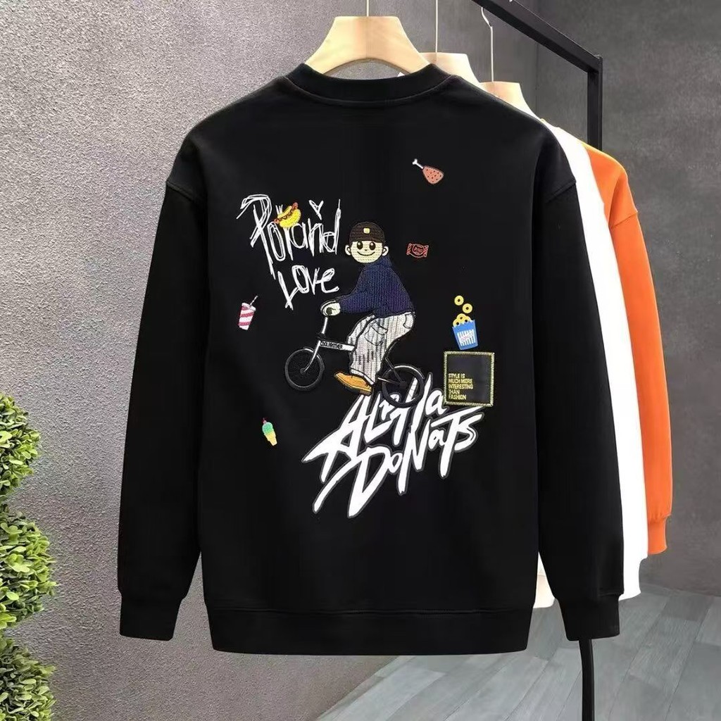 ใหม่แขนยาว All-Match American Design ใหม่รอบคอฤดูใบไม้ร่วงฤดูหนาวหลวมเสื้อกันหนาว 23 Casual Mens Hea