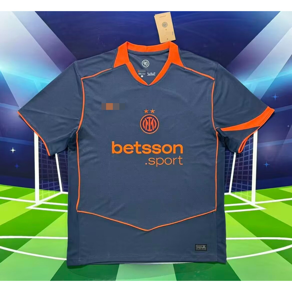 เสื้อฟุตบอล Inter Milan แบบทีมเยือน มีระบบพัดลม พร้อมบริการปักชื่อและเลขทีม S-4XL