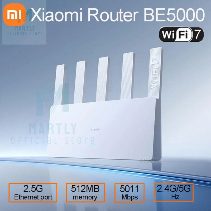Martly Xiaomi BE5000 เราเตอร์ WiFi 7 MLO 2.4GHz 5.0GHz Dual Band WiFi 7 พอร์ตตาข่าย TP LINK NOKIA AS