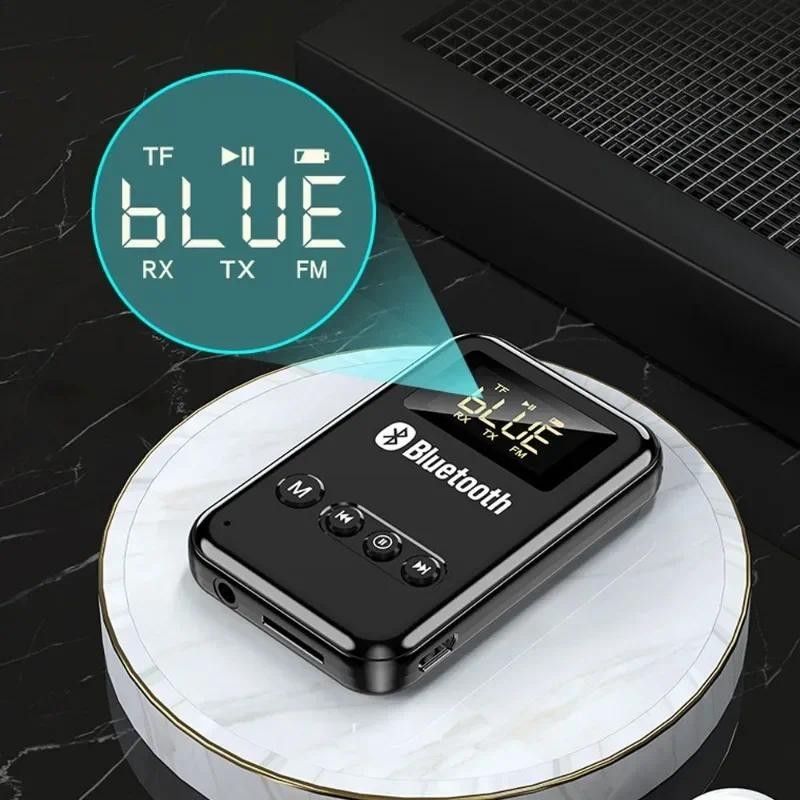 LED Bluetooth 5.0 อะแดปเตอร์เครื่องส่งสัญญาณเสียงไร้สายสําหรับเพลงรถหูฟังลําโพง 300mA แบตเตอรี่รองรั