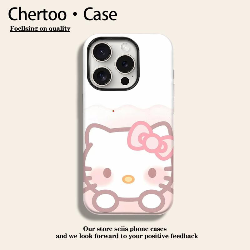 D18 น่ารักสีชมพู Hello Kitty รูปแบบเคสโทรศัพท์สําหรับ IPhone 16 Pro Max 17 Pro 15 13 12 14 XS 11 Fil