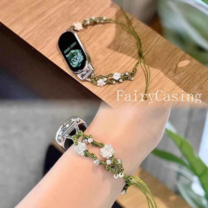 สายเชือกทอบัวเหมาะสําหรับ Xiao Mi Band 10pro 8Pro 9 Pro สําหรับ Mi Band 3 4 5 6 7 8 9 สําหรับ Mi Ban