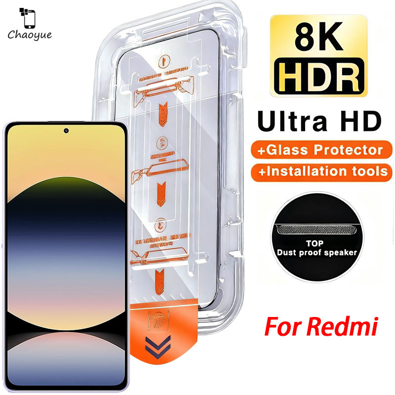 ติดตั้งง่าย แบบเต็มจอ กระจกนิรภัยกันรอยหน้าจอ กันฝุ่น สําหรับ Xiaomi POCO M8 Redmi Note 15 14 14s 13