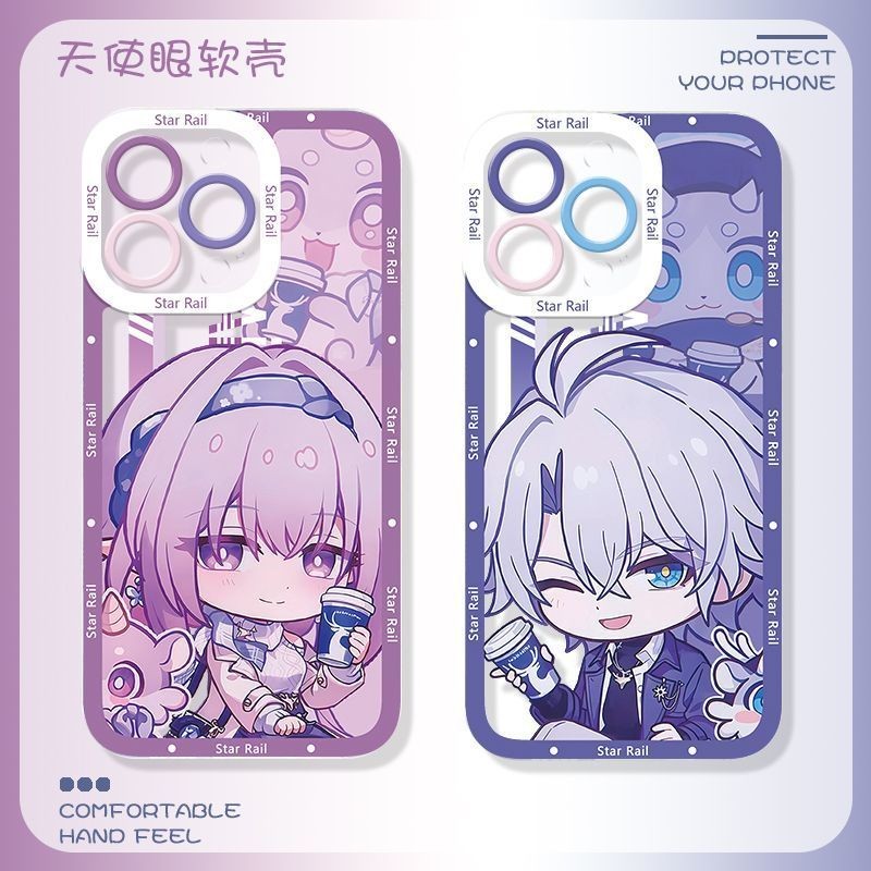 Honkai Star Rail HSR Merch Chibi Painon & Castofrice Phone Case, TPU Full Coverage, Clear พร้อมการพิ