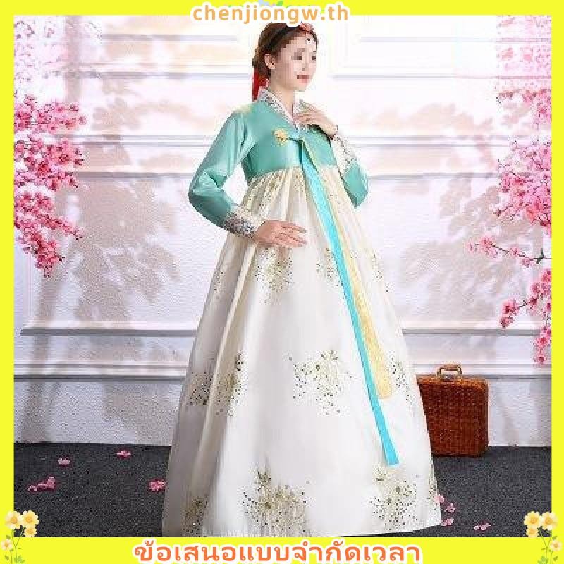 2025 ชุดฮันบกใหม่แบบพับสำหรับผู้หญิง เสื้อผ้าเกาหลี ชุดชาติพันธุ์สดใหม่ ปรับปรุงชุดโบราณเกาหลี ชุดกา