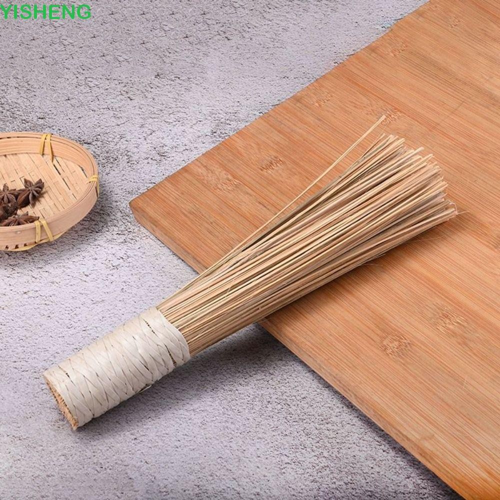YISHENG เครื่องมือทําความสะอาดบ้านไม้ไผ่ขัดจานแบบดั้งเดิมธรรมชาติ