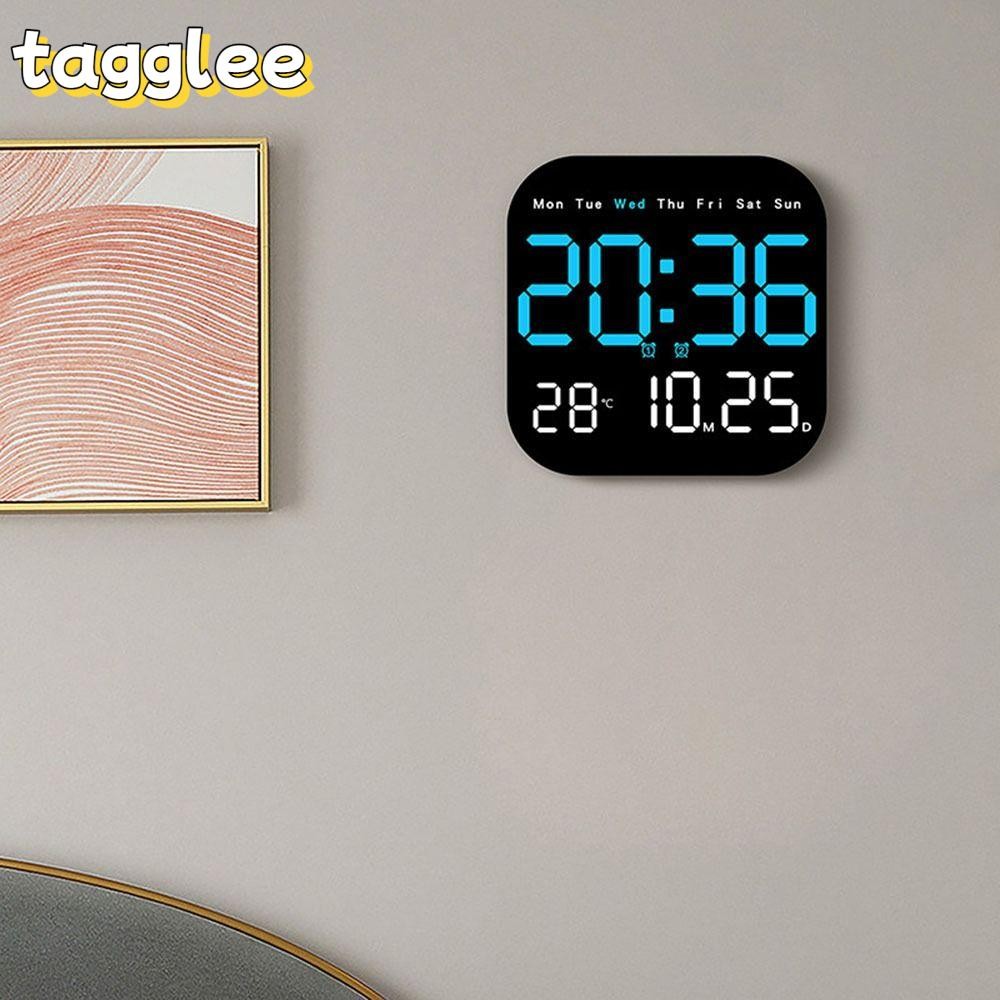 TAGGLEE นาฬิกาแขวนอิเล็กทรอนิกส์, นาฬิกา LED ดิจิตอลอเนกประสงค์อุณหภูมิ, นาฬิกาตั้งโต๊ะแสดงวันที่ 12/24H DST สําหรับห้องนอน