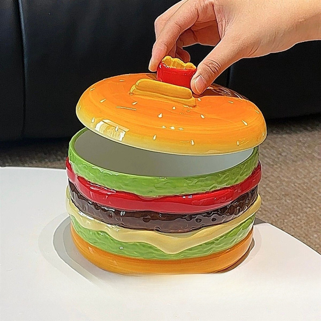 ชามรูปทรงแฮมเบอร์เกอร์สร้างสรรค์ชามบะหมี่กึ่งสําเร็จรูปอุปกรณ์ครัวหอพัก