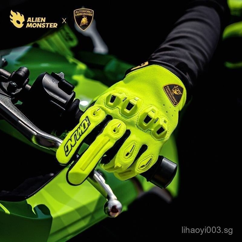 [การออกแบบร่วม]Alien Monster Roage Lamborghini Collaboration Motorcycle Gloves หนังแท้ Summer Breath