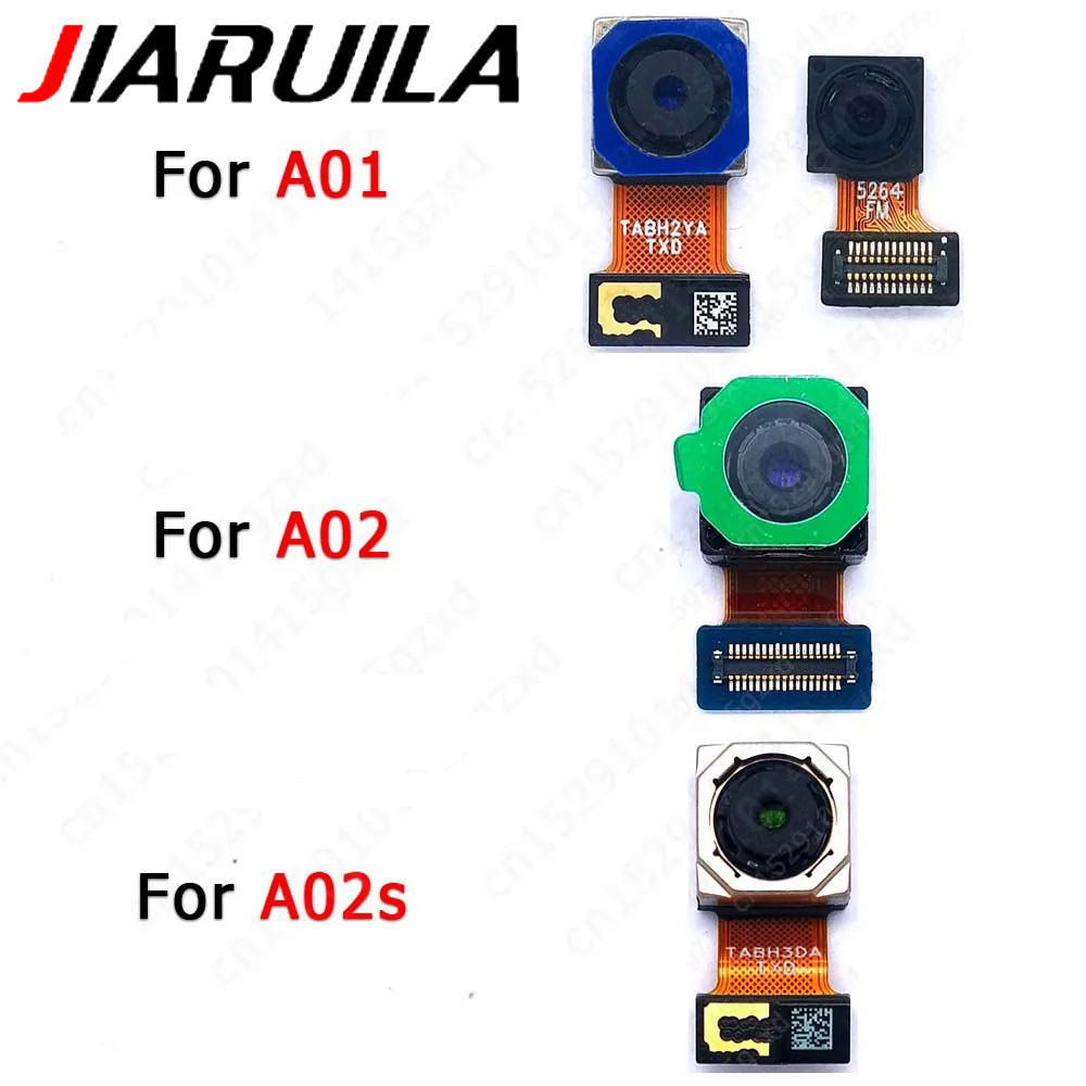กล้อง Samsung สําหรับ Samsung Galaxy A01 A02 A02s ด้านหน้า Selfie กล้องโมดูลอะไหล่ + กล้องด้านหลัง