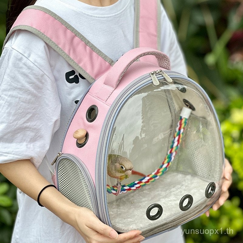 Peony Parrot Rabbit Birdcage Tiger Skin โปร่งใส Chinchilla ลูกแมวแบบพกพาหนูแฮมสเตอร์กระเป๋าเป้สะพายห