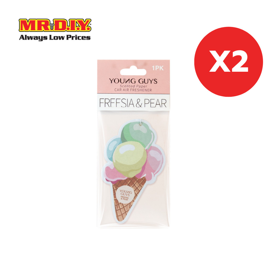 [2 แพ็ก] YOUNG GUYS แผ่นน้ำหอมปรับอากาศ รูปไอศกรีม กลิ่น Freesia & Pear