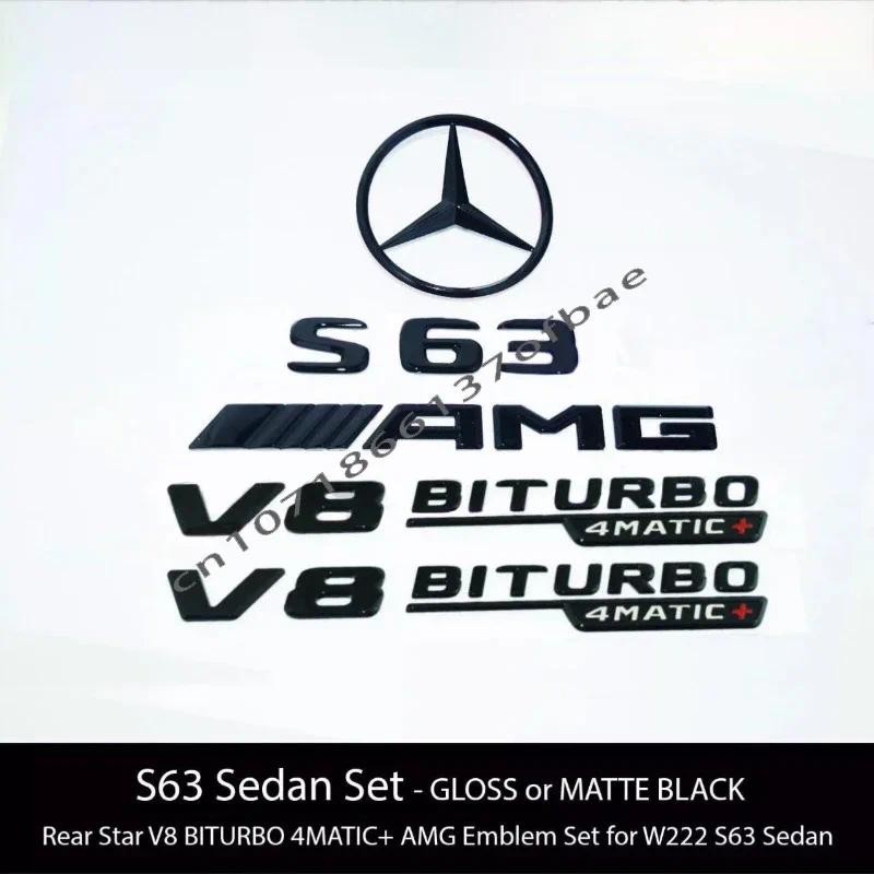 3D ABS สีดําเงิน S63 S65 Embelm ตัวอักษร V8 BITURBO 4MATIC Badge AMG สติกเกอร์สําหรับ Mercedes Benz 
