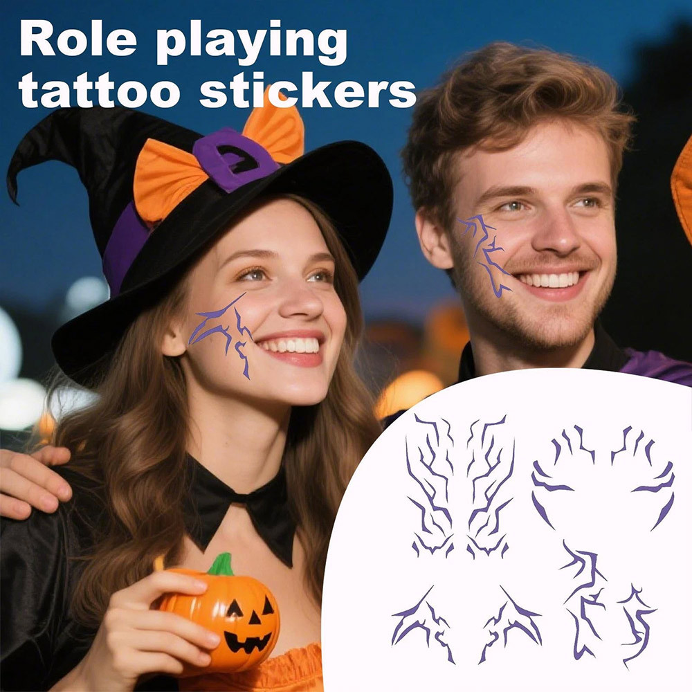Halloween Witch Hunter Group Temporary Tattoos Face Stickers for Cosplay Makeup & Halloween Looks