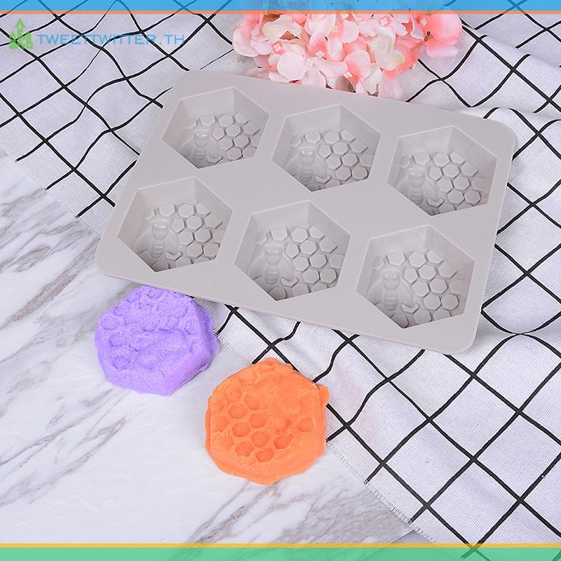 Tweet 1 Pc 6 Cavity ซิลิโคน Bee Hive Decor สบู่ทํามือ Mould เรซิ่นแม่พิมพ์ TH