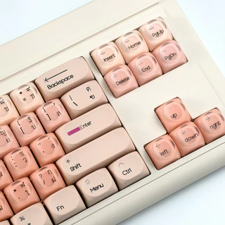 MAIMOOO Thai/English Liquid Foundation Keycap HOA โปรไฟล์ 132 คีย์ PBT PC Dye Sublimation รอบ Keycaps Wooting MAD Aula สร้างสรรค์น่ารัก Jelly สีชมพูไล่โทนสีไทย Keycap