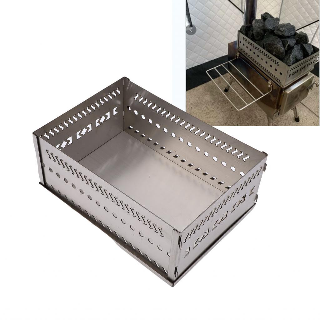 FreeWalker-th Sauna Stone Holder Multi วัตถุประสงค์สแตนเลสสตีลพกพาสำหรับเตาเผาไม้ถ่าน