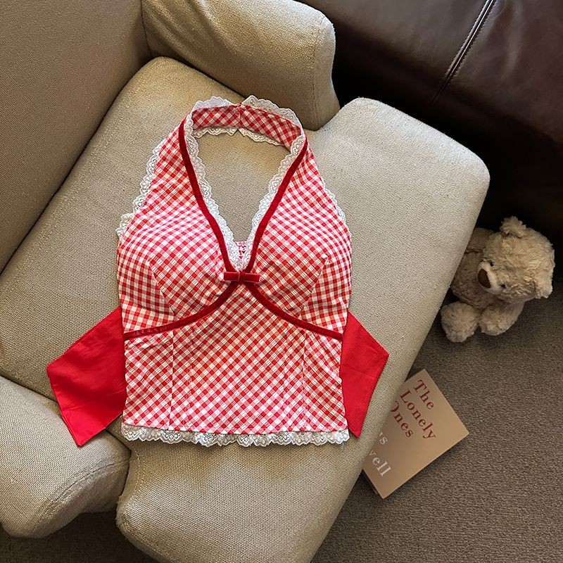 เสื้อกั๊กคอสาวร้อนลายสก๊อตเสื้อชั้นในสตรี 203e5x9st7j3my20250929