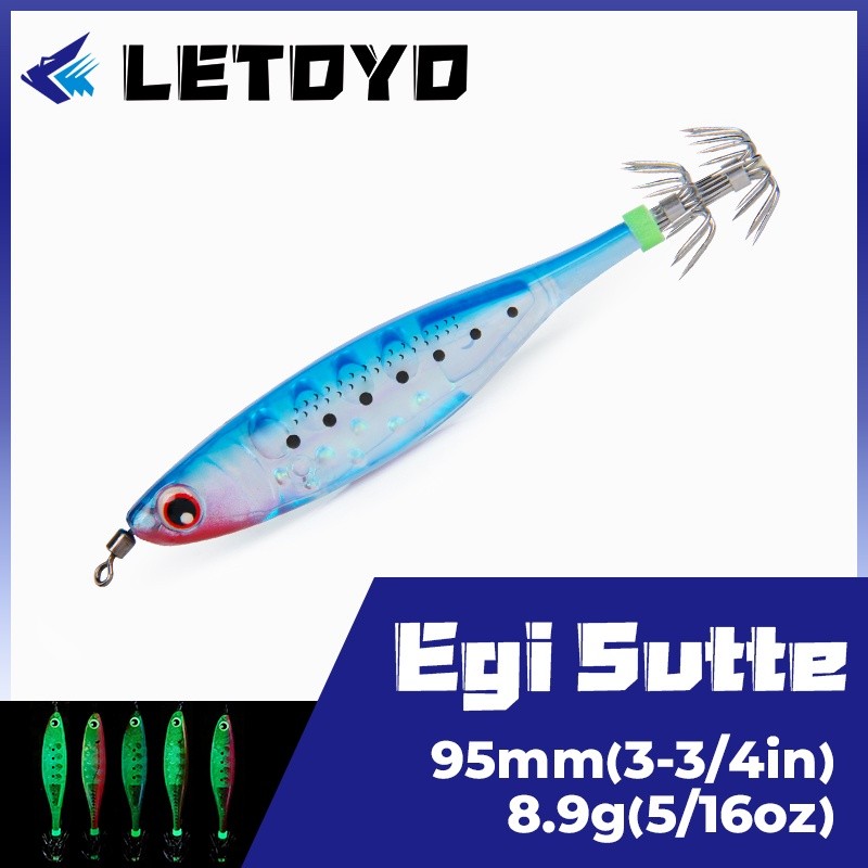 OP4 LETOYO Egi Sutte 95 มม. 8.9g ลูกปัดปลอมเรืองแสงสำหรับตกปลาทะเล
