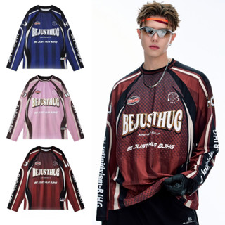 เสื้อยืดแขนยาวผู้ชาย สไตล์อเมริกันเรโทร ทรงหลวมสำหรับคนชอบแฟ…