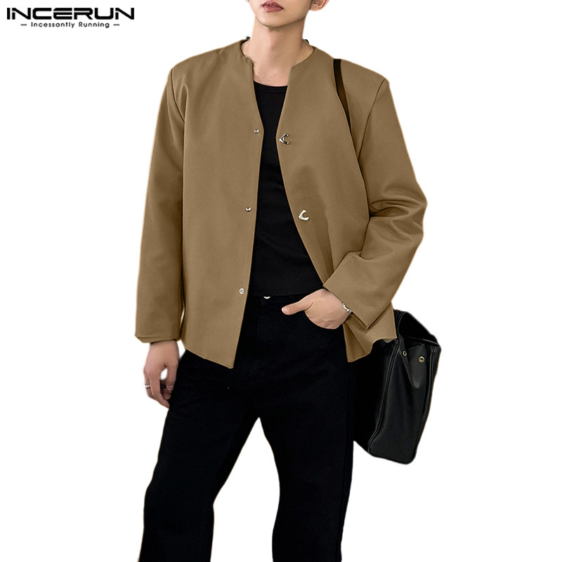 เสื้อลำลองแขนยาวสำหรับผู้ชาย ออกแบบสไตล์เกาหลีมินิมอล พร้อมสายสะพายไหล่และหัวเข็