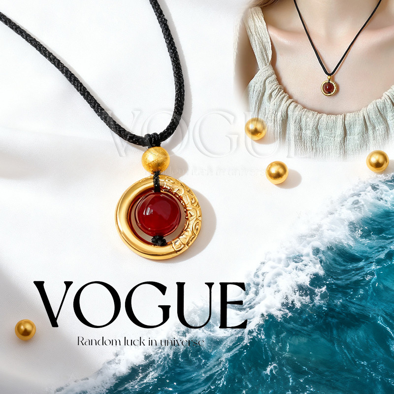 Vogue🌟พร้อมส่ง🌟 สร้อยคอ แฟนชั่น สีแดงสวย เรียบหรู สายผ้า (BRL-14)