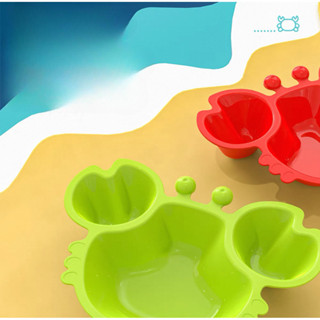 จานข้าวเด็กพลาสติก BPA Free แบ่งช่อง มีฝาปิด ลายปู น่ารัก ปล…