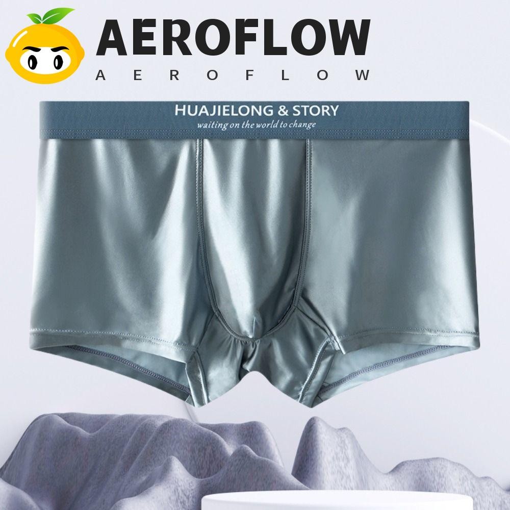 กางเกงบ็อกเซอร์ AEROFLOW จากผ้าไหมซาตินและผ้าไหมน้ำแข็งบาง ระบายอากาศดี มีเอวกลาง เหมาะสำหรับสวมใส่ทุกวัน