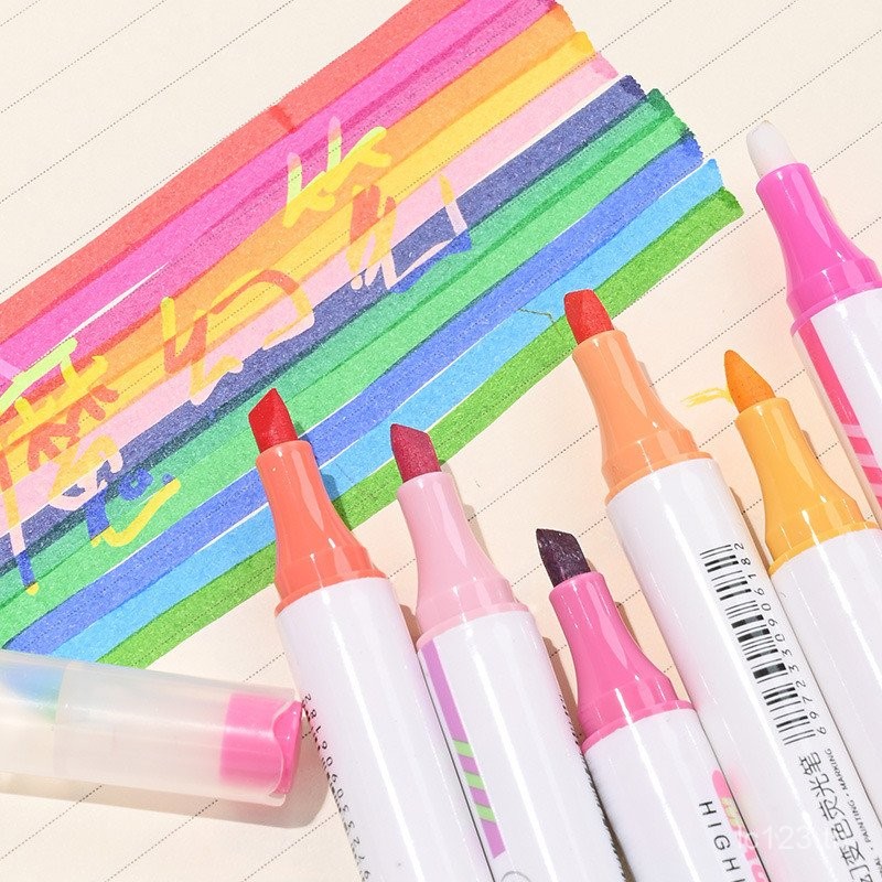 Marker Small Fresh Marker E18 เครื่องเขียน Double-Headed Stacking Color Creative Highlighter นักเรีย