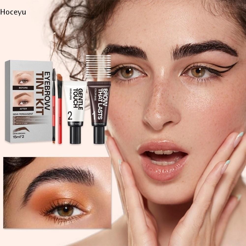 HOCEYU Eyebrow Tint Kit, Waterproof Sweat-proof Semi Permanent Brow Tint, Long Last Effect Natural E