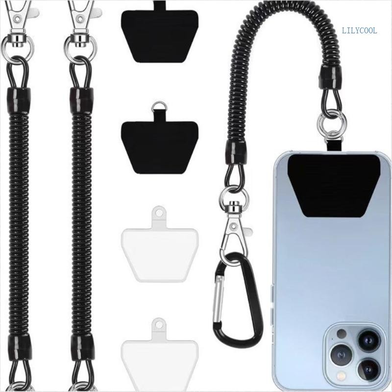 CH โทรศัพท์ Lanyard Tether Lanyard Tether สําหรับโทรศัพท์มือถือส่วนใหญ่สายรัดยืดแบบพับเก็บได้พร้อมแพ