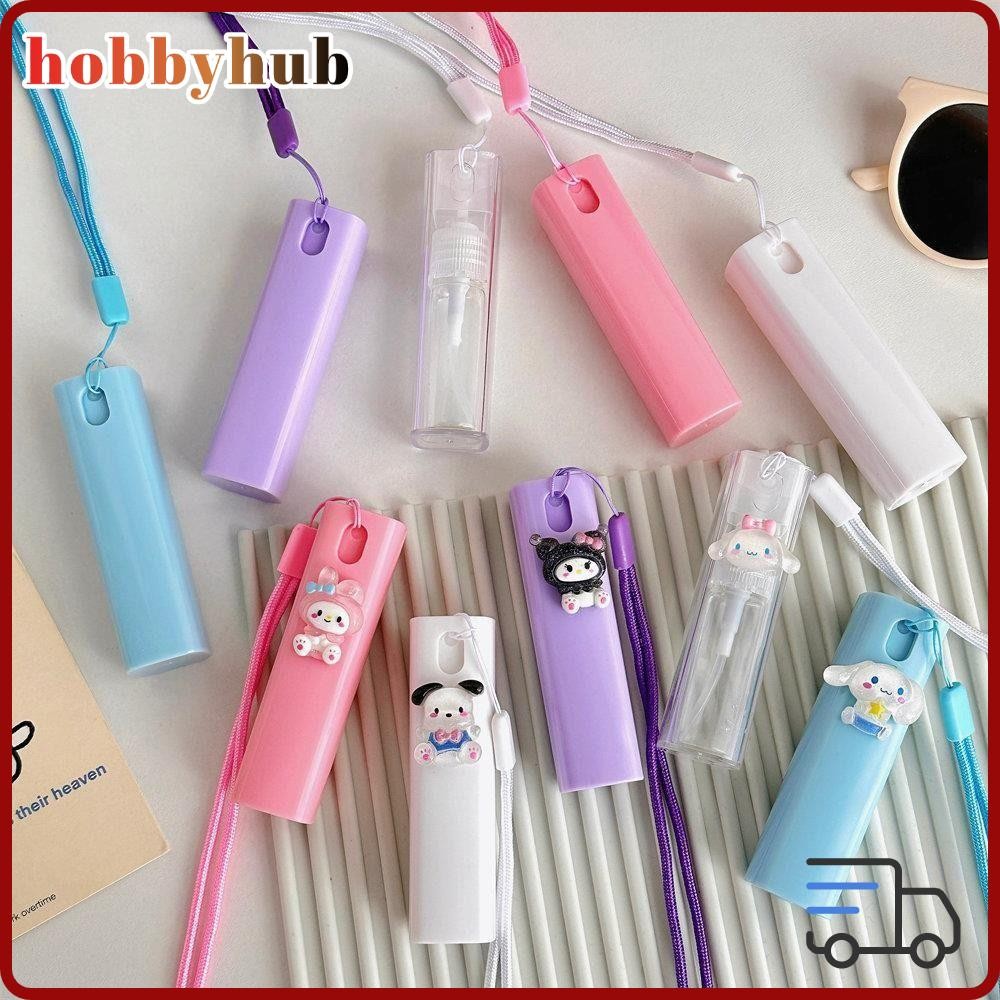 HOBBYHUB 10ml ขวดสเปรย์ Kuromi, PP Mini Sub-Packing ขวด,ของขวัญ Lanyard เครื่องสําอางแบบพกพาขวดรีฟิล