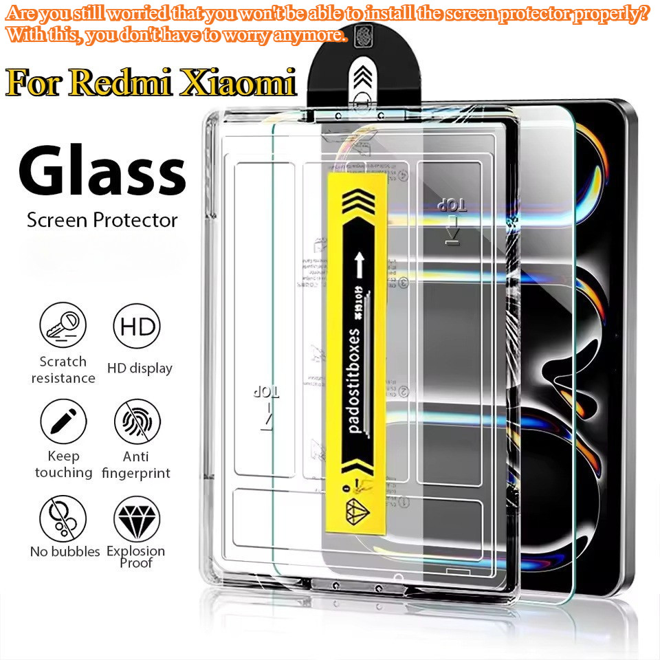 Screen Protector For Xiaomi Pad 8/8Pro/7/7Pro /6/6Pro Redmi Pad 2/SE 11.กระจกนิรภัยไม่มีฟองอากาศ ชุดจัดตำแหน่งอัตโนมัติ
